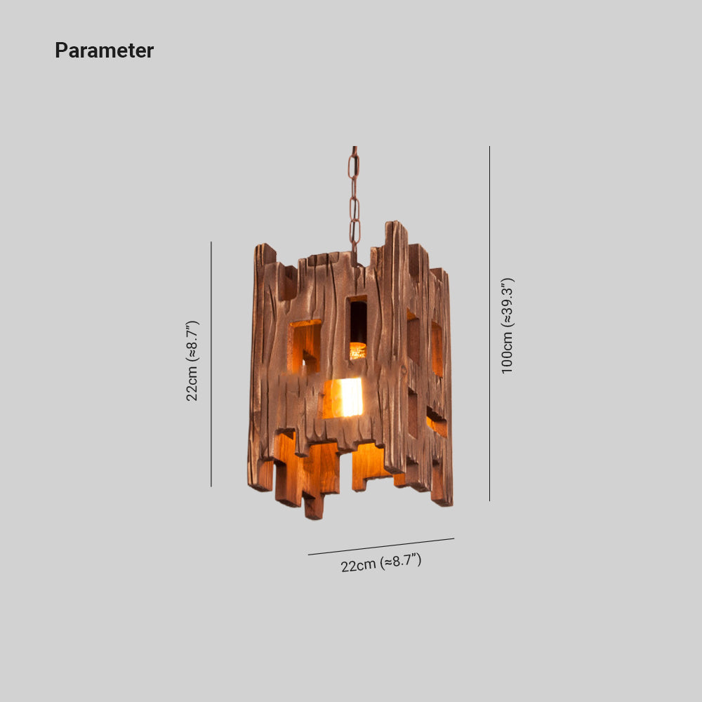 Austin Rechthoekige Retro Hanglamp Van Metaal En Hout, Woonkamer, 8.7"