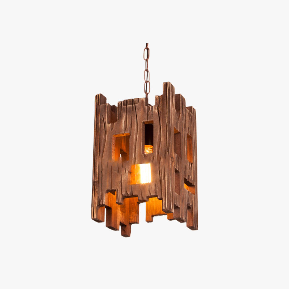 Austin Rechthoekige Retro Hanglamp Van Metaal En Hout, Woonkamer, 8.7"
