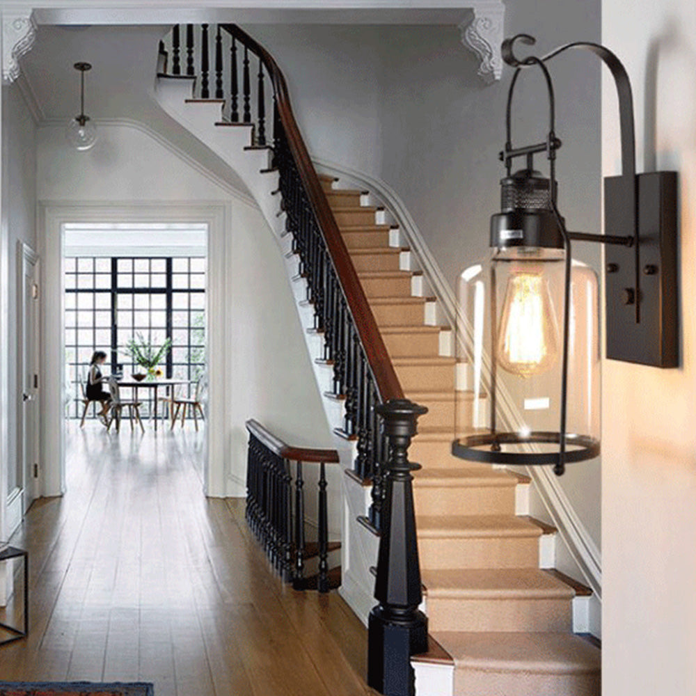 Alessio Retro LED Wandlamp Roest Zwart Glas Metaal Woonkamer Eetkamer