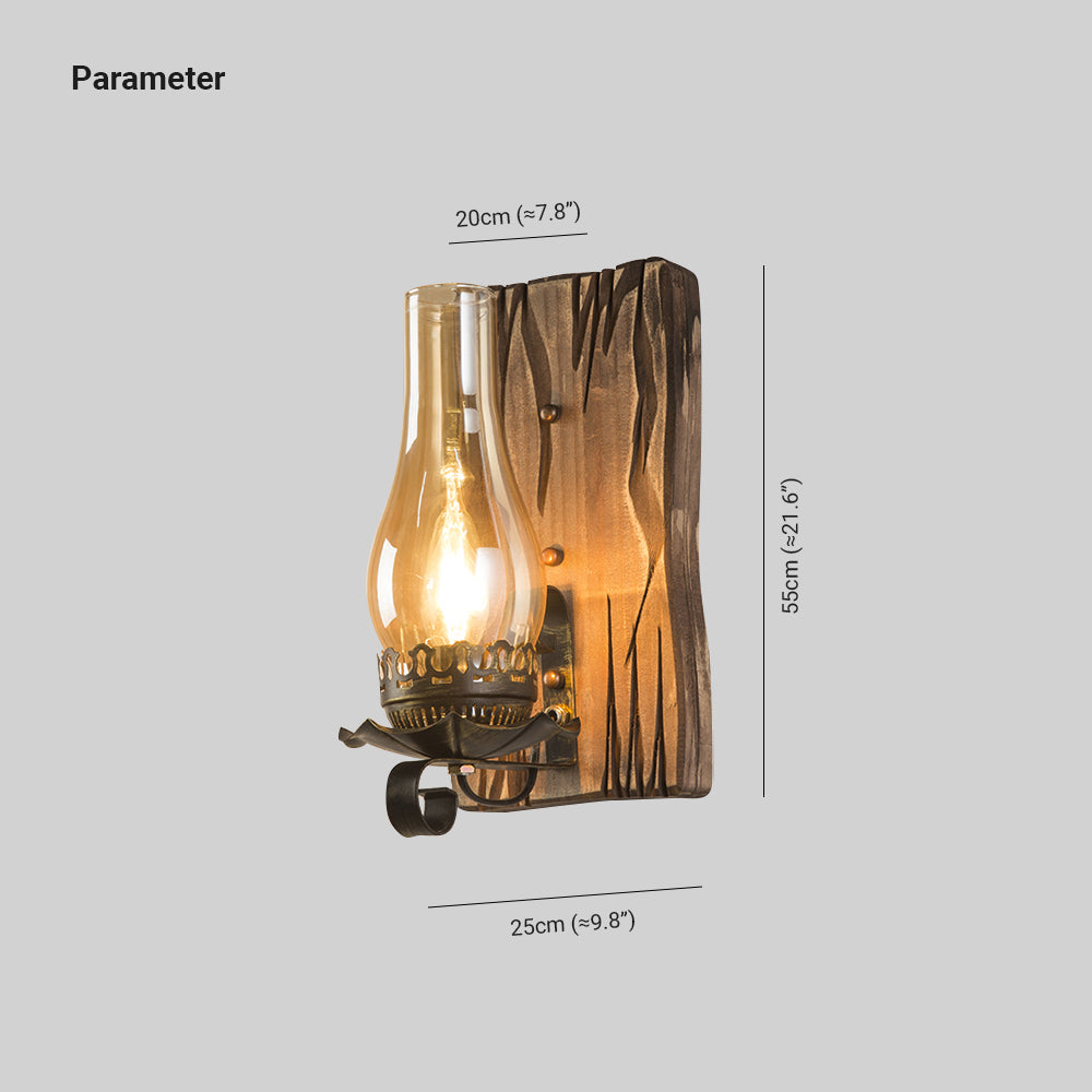 Austin Design Vintage Wandlamp Kaars Houten Glas, Woonk/Eetk/ Slaapkamer