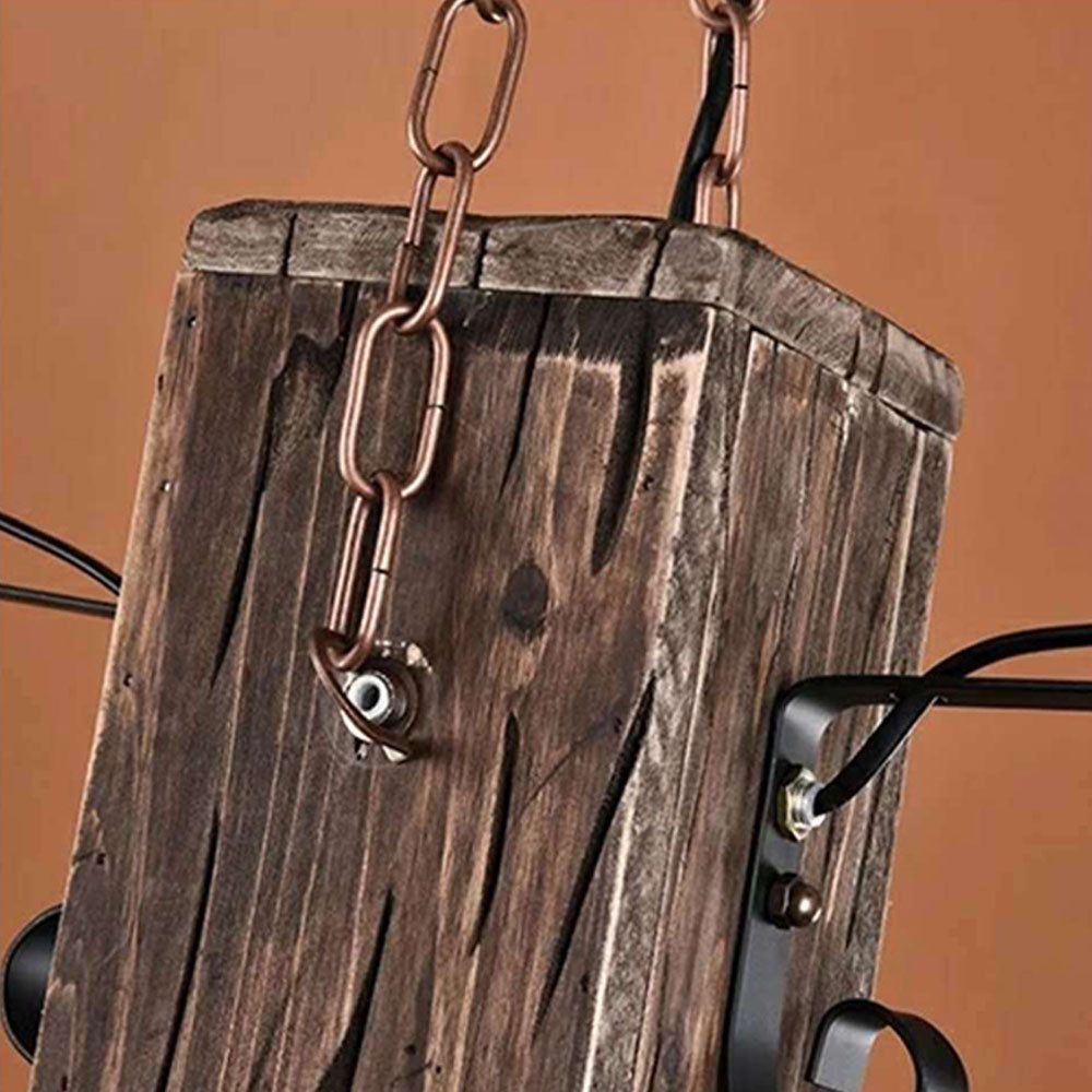 Austin Vintage Rechthoekige Hanglamp, Metal/Houten Eetk/Woonkamer