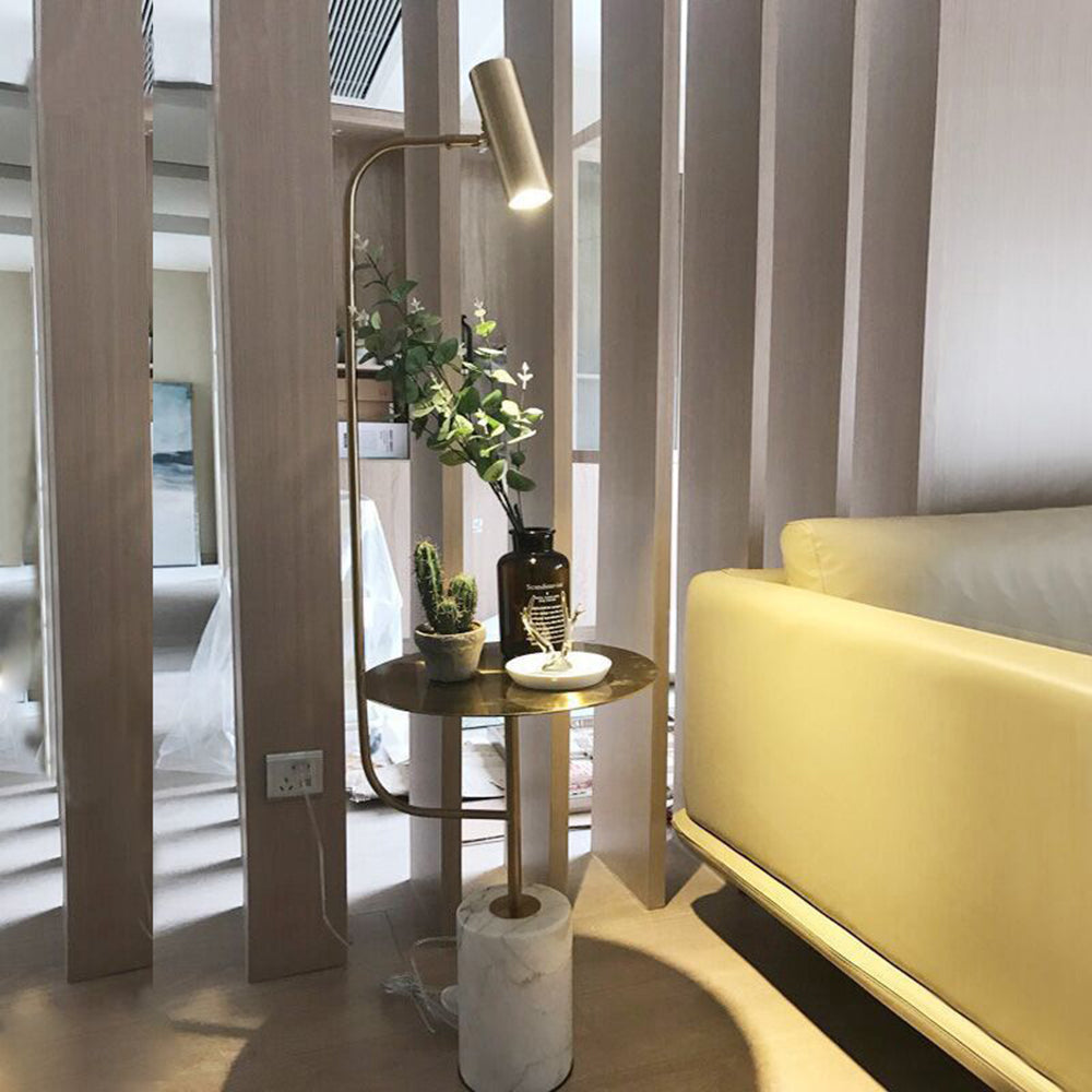 Salgado Minimalistische Nachtkastje Vloerlamp Zwart Goud Metaal Woonkamer
