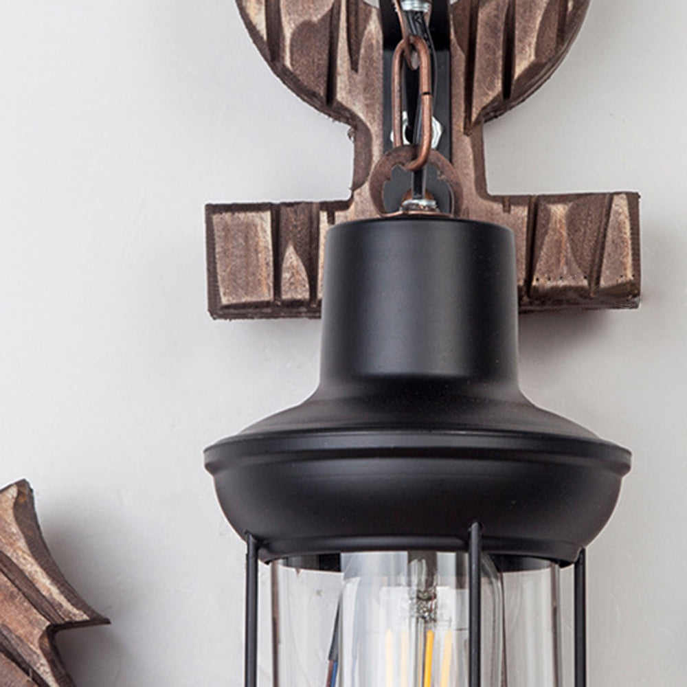 Alessio Wall Lamp Vintage Anchor Black Wooden, Living Room
