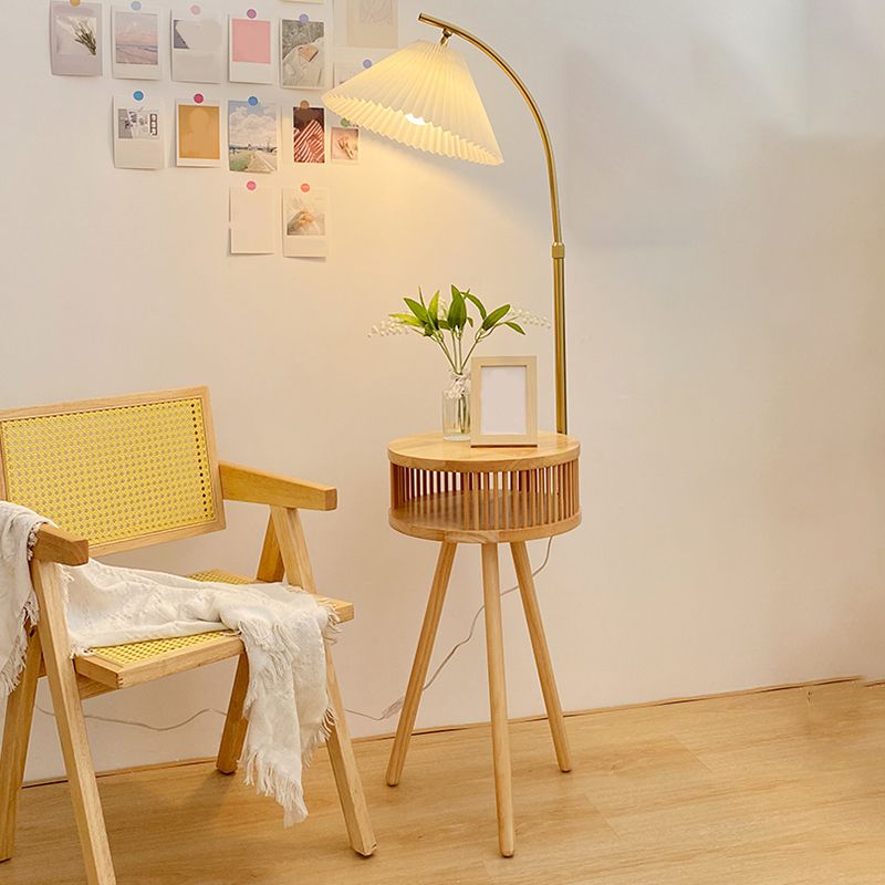 Ozawa Retro Design LED Geplooide Vloerlamp Metaal/Hout Nachtkastje Eetkamer/Woonkamer