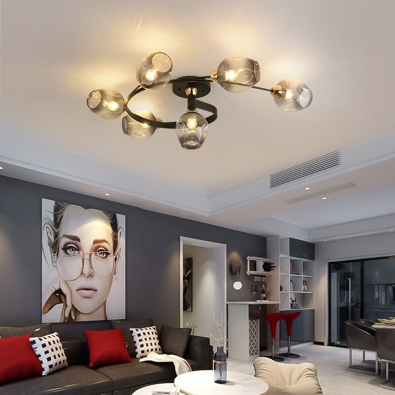 Valentina Moderne Mooi LED Plafondlampen Stijlvol Zwart Metaal/Glas Slaapkamer