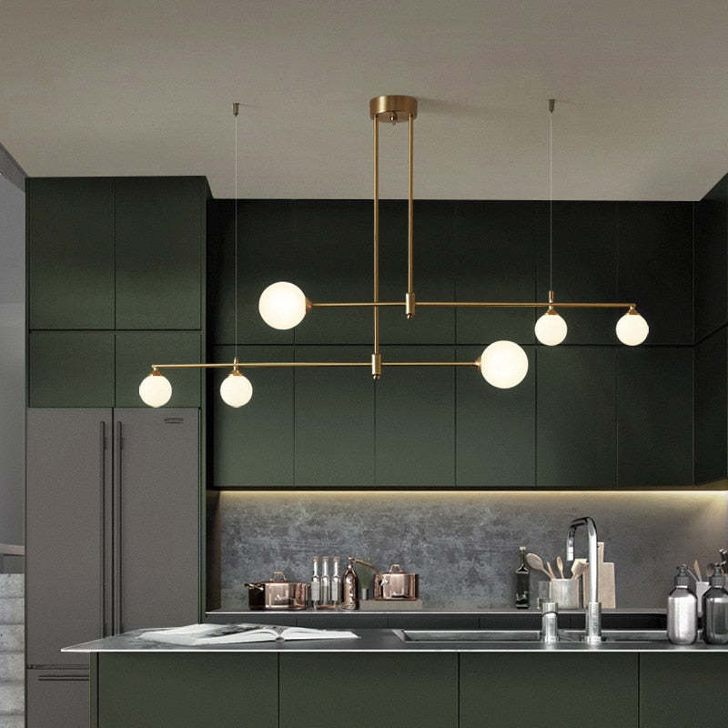 Valentina Moderne Bubble Hanglampen Goud Koper Glas Slaapkamer