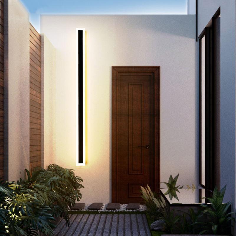 Edge Moderne Rechthoekig LED Wandlamp Zwart Metaal/Acryl Tuin/Stoeprand/Balkon