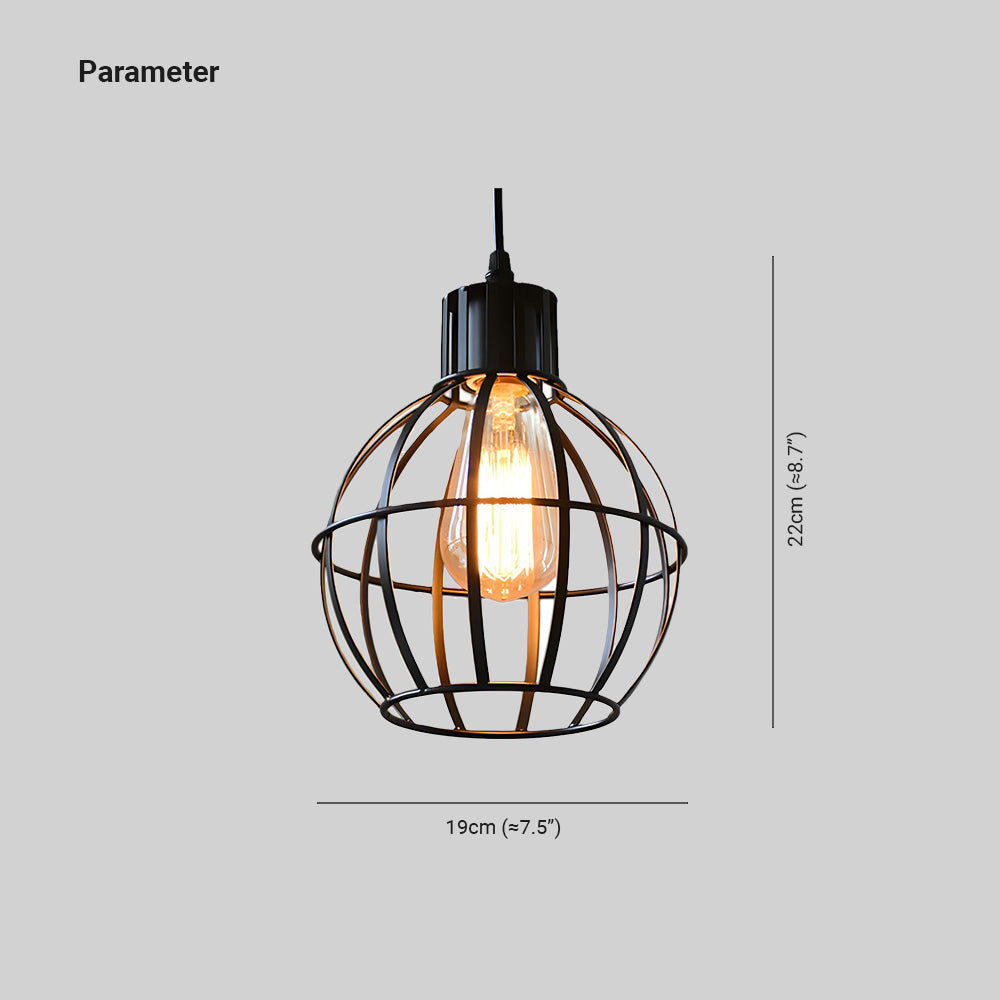 Alessio Industriële Lampenkooi Metalen Hanglamp Woonk/Eetk/Slaapkamer Zwart