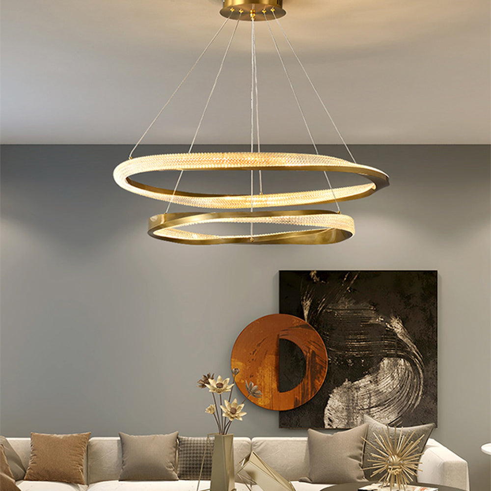 Arisha Minimalist Ring Spiral Shape Metal Pendant Light,Gold