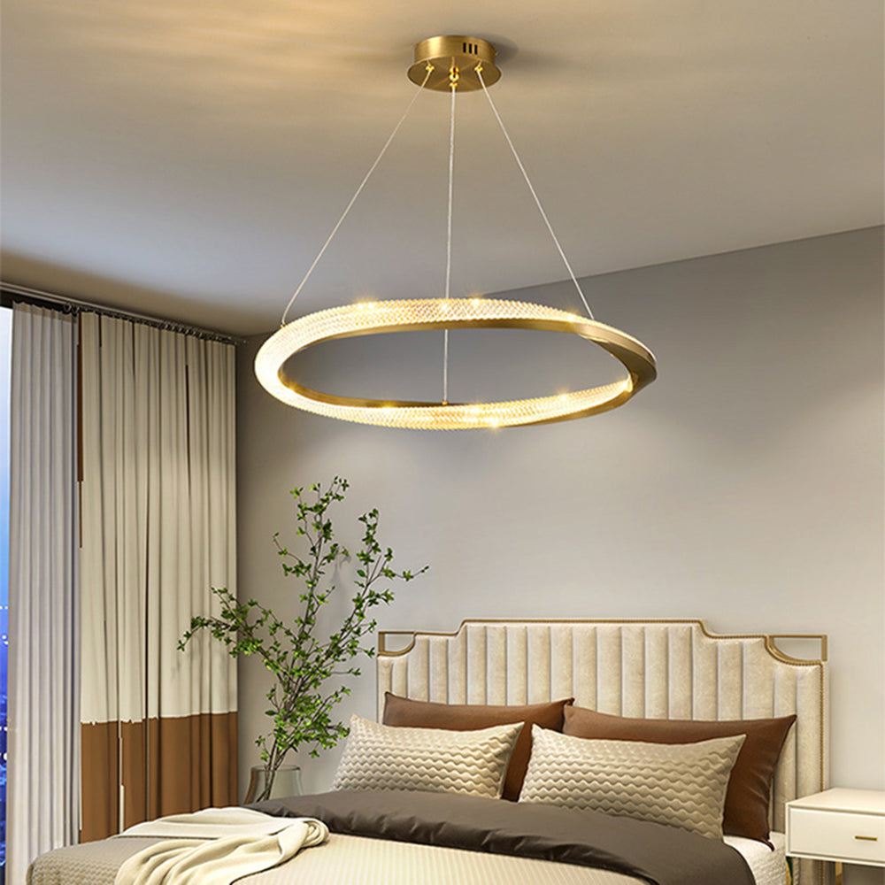 Arisha Minimalist Ring Spiral Shape Metal Pendant Light,Gold
