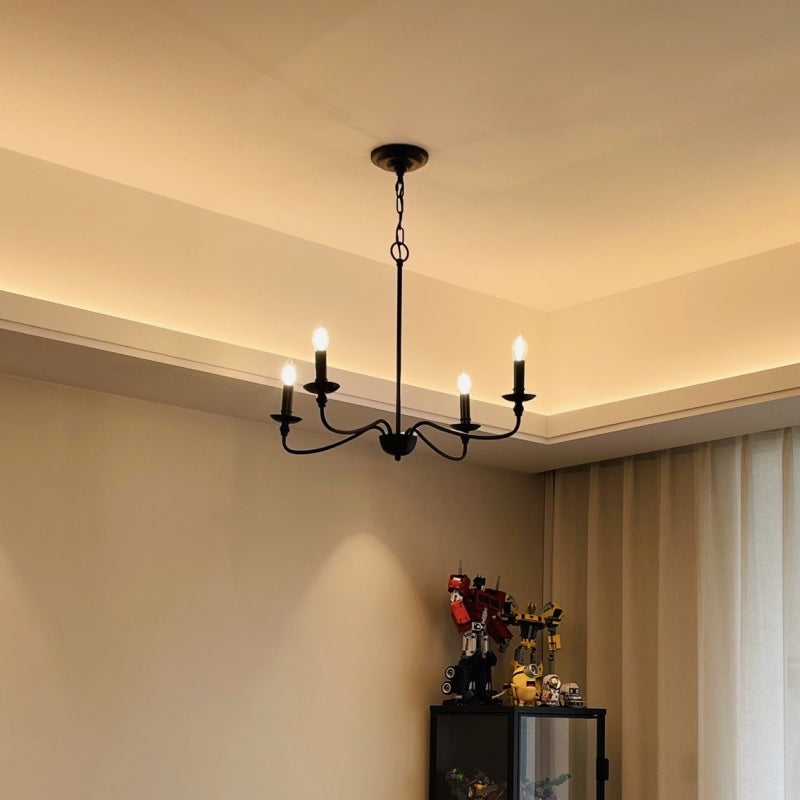 Alessio Vintage LED Kroonluchter Zwart Goud Metaal Slaapkamer Woonkamer