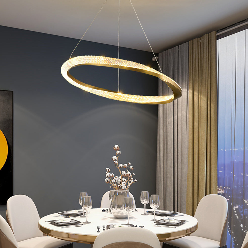 Arisha Minimalist Ring Spiral Shape Metal Pendant Light,Gold