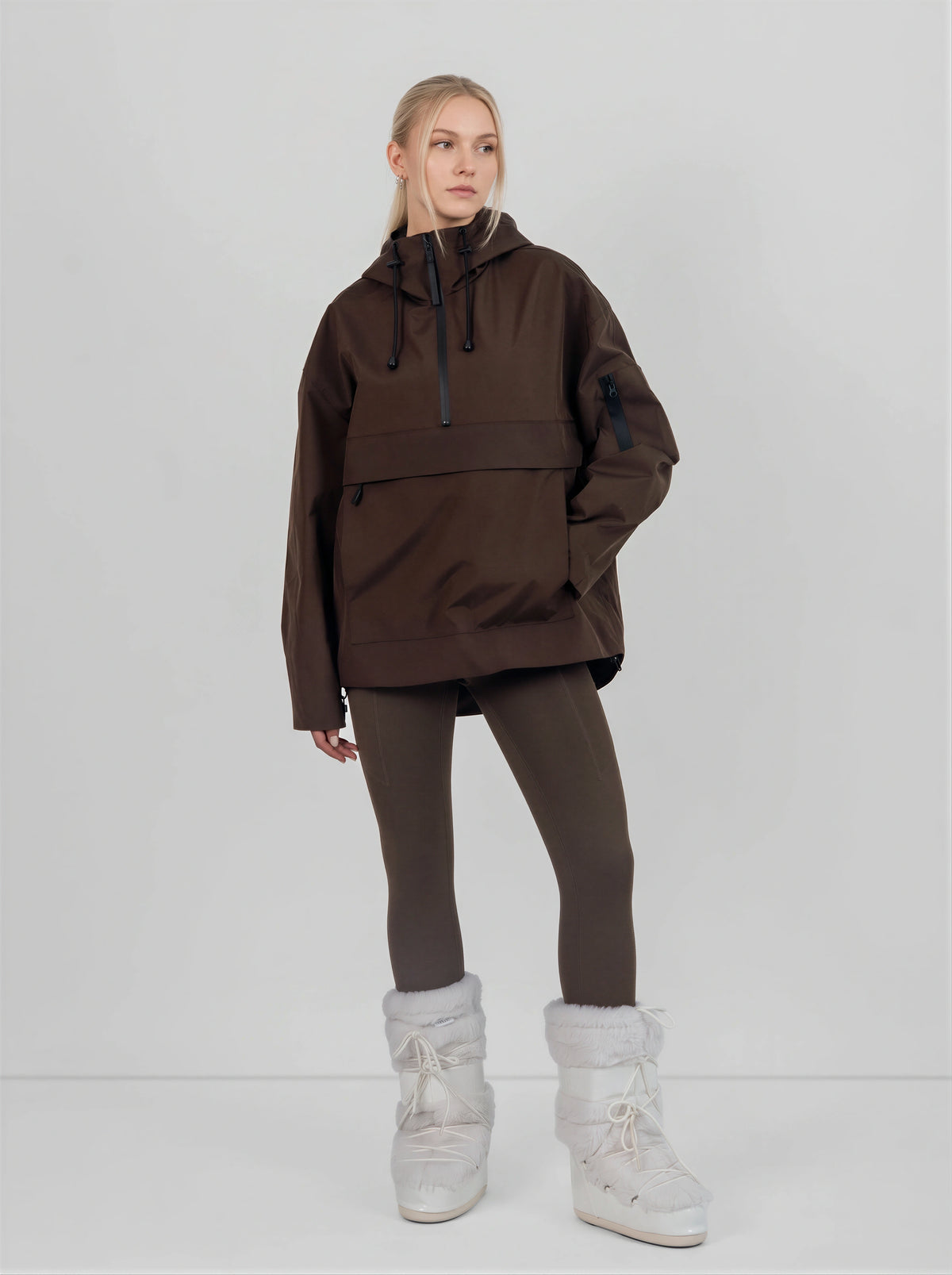 Classic Relaxed Fit Rain Hoodie Mocha Brown