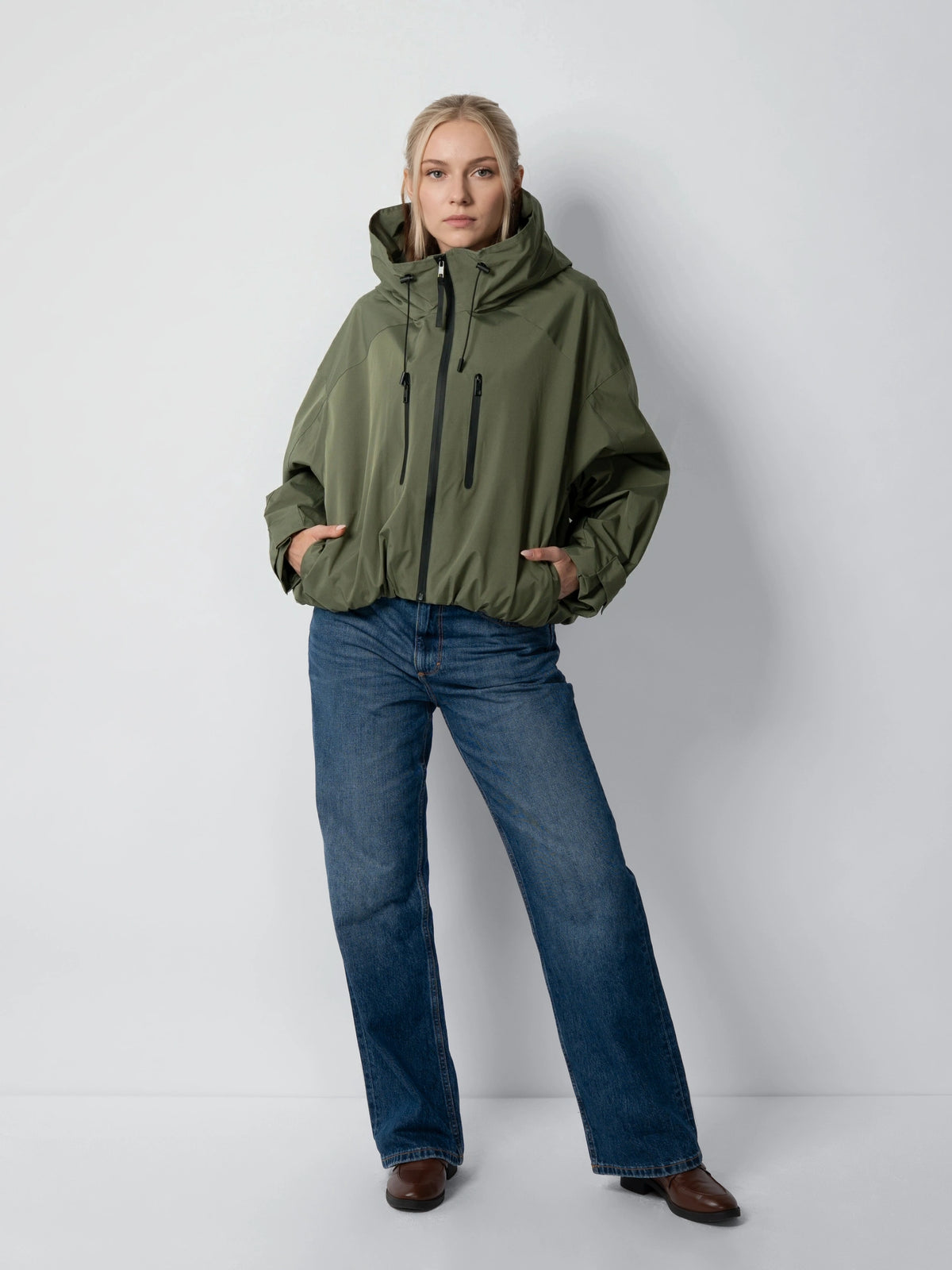 One Size Short Oversized Rain Jacket Army Green