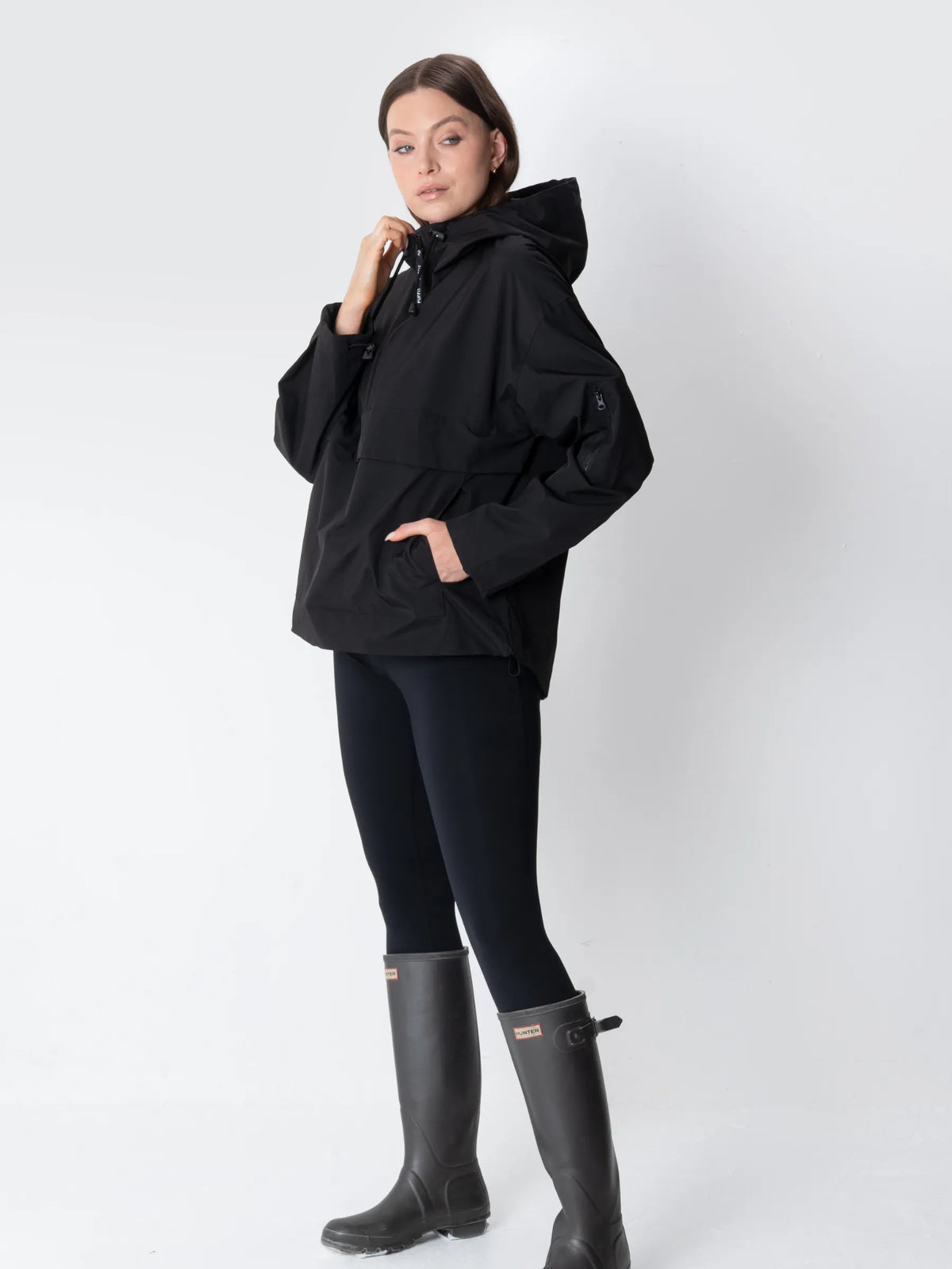 Classic Relaxed Fit Rain Hoodie Black