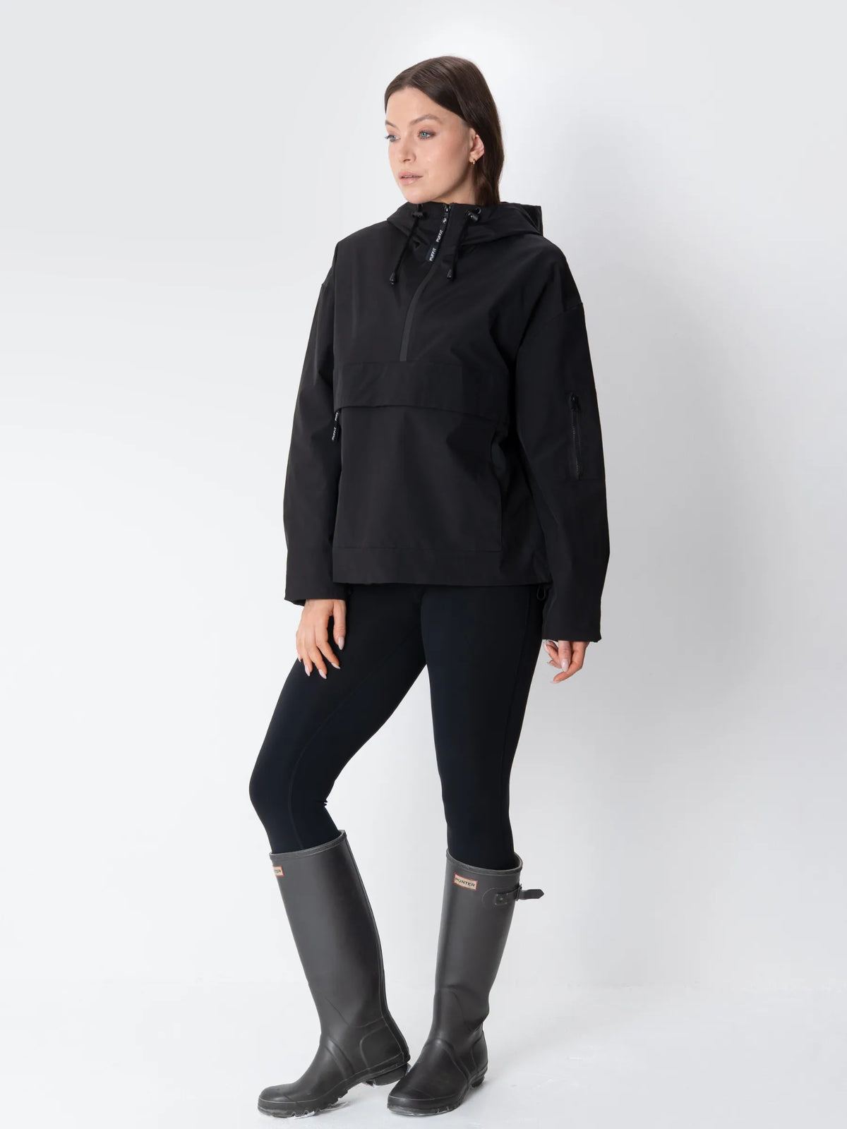 Classic Relaxed Fit Rain Hoodie Black