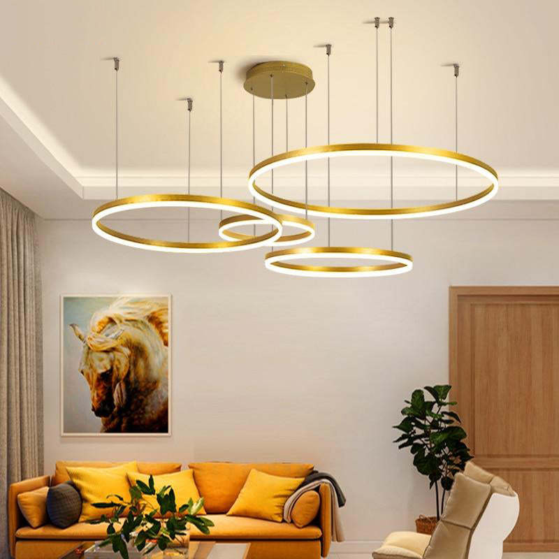 Arisha Moderne Grote Hanglampen Wit Metaal Slaapkamer Woonkamer Tir-Cirkel