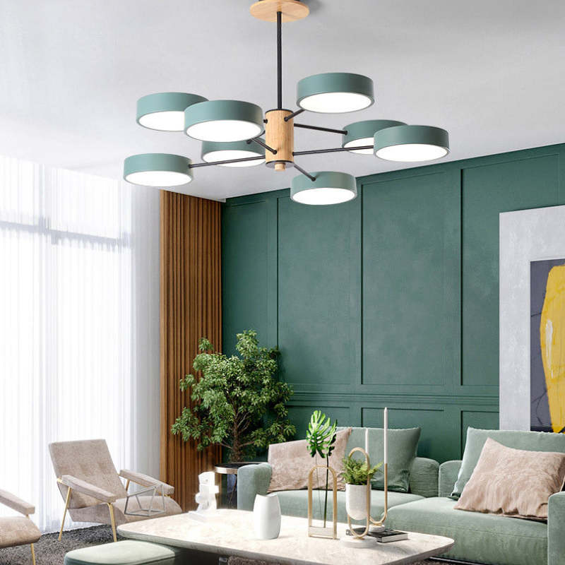 Sienna Art Deco Hanglampen Wit Groen Grijs Metaal Hout Woonkamer