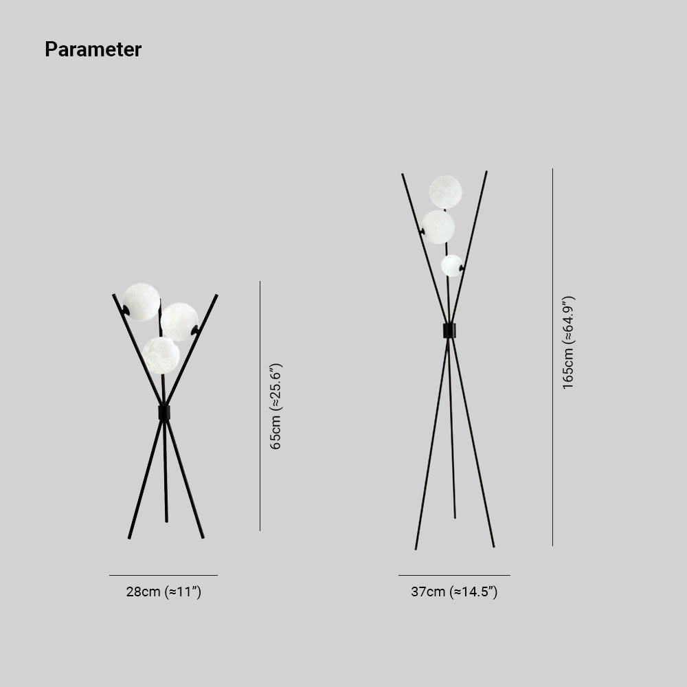 Valentina Driepoot Vloerlamp/Tafellamp Zwart Metaal PLA Woonkamer/Slaapkamer