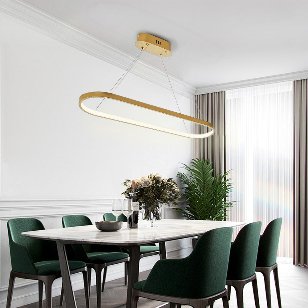 Edge Moderne Oval LED Hanglamp Zwart/Wit/Goud Metaal/Silicone Woon/Eetkamer