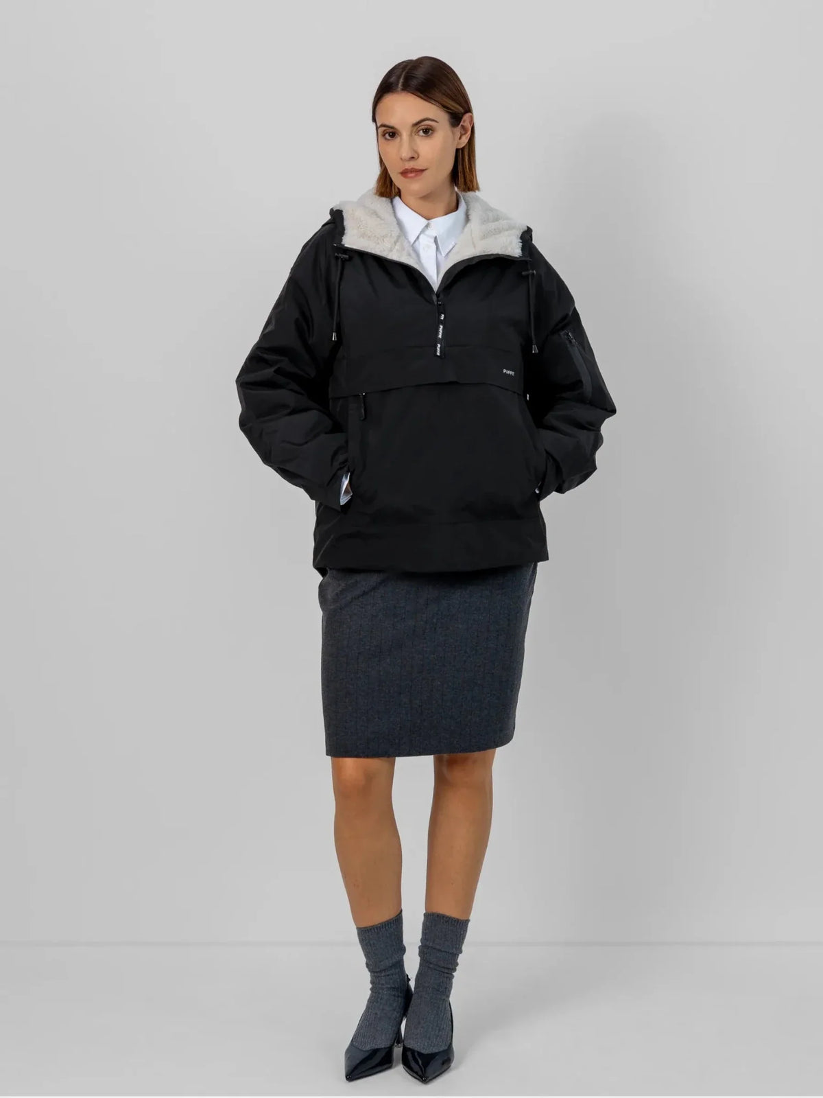 Classic Relaxed Fit Rain Hoodie Black