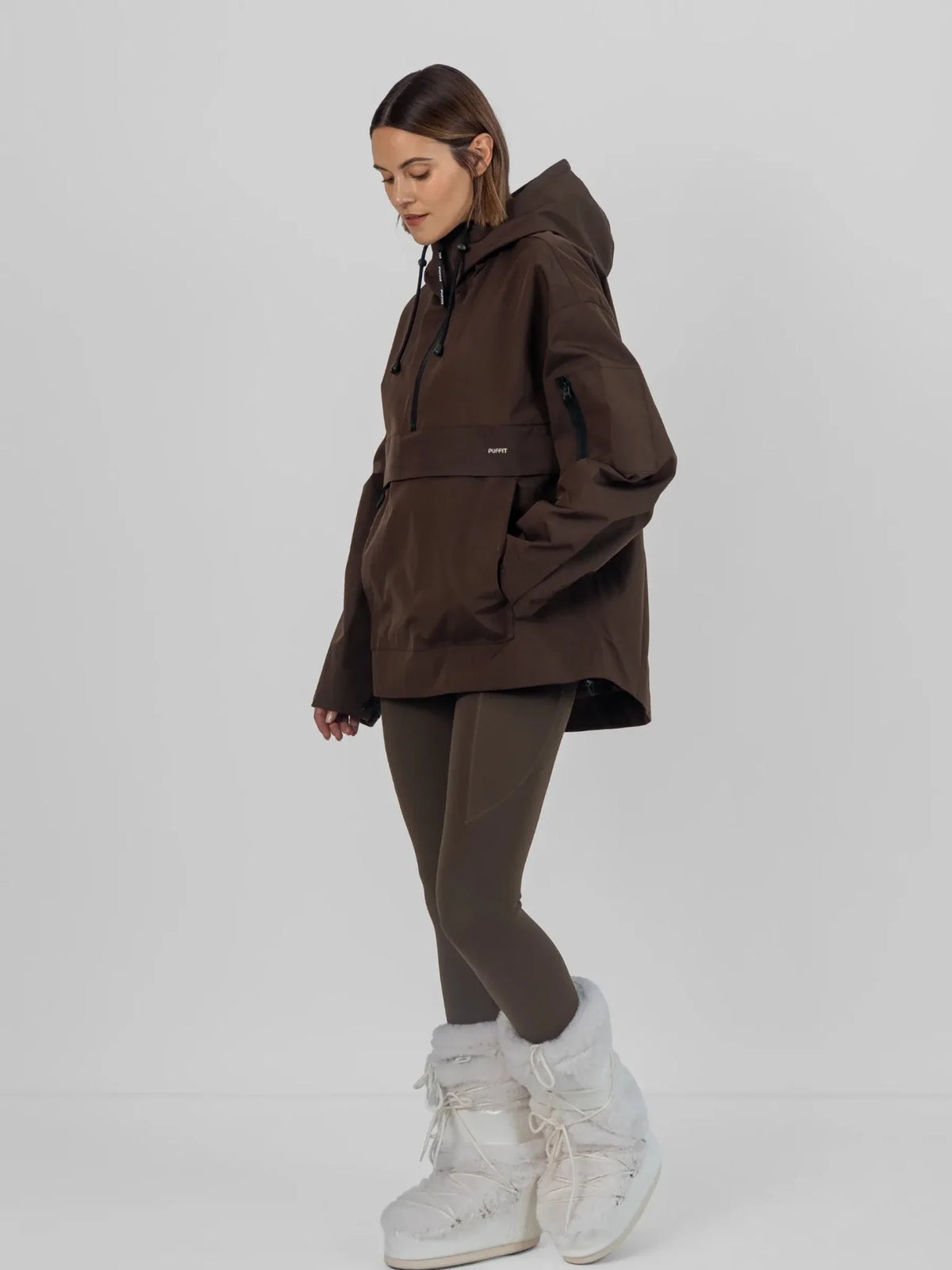 Classic Relaxed Fit Rain Hoodie Mocha Brown
