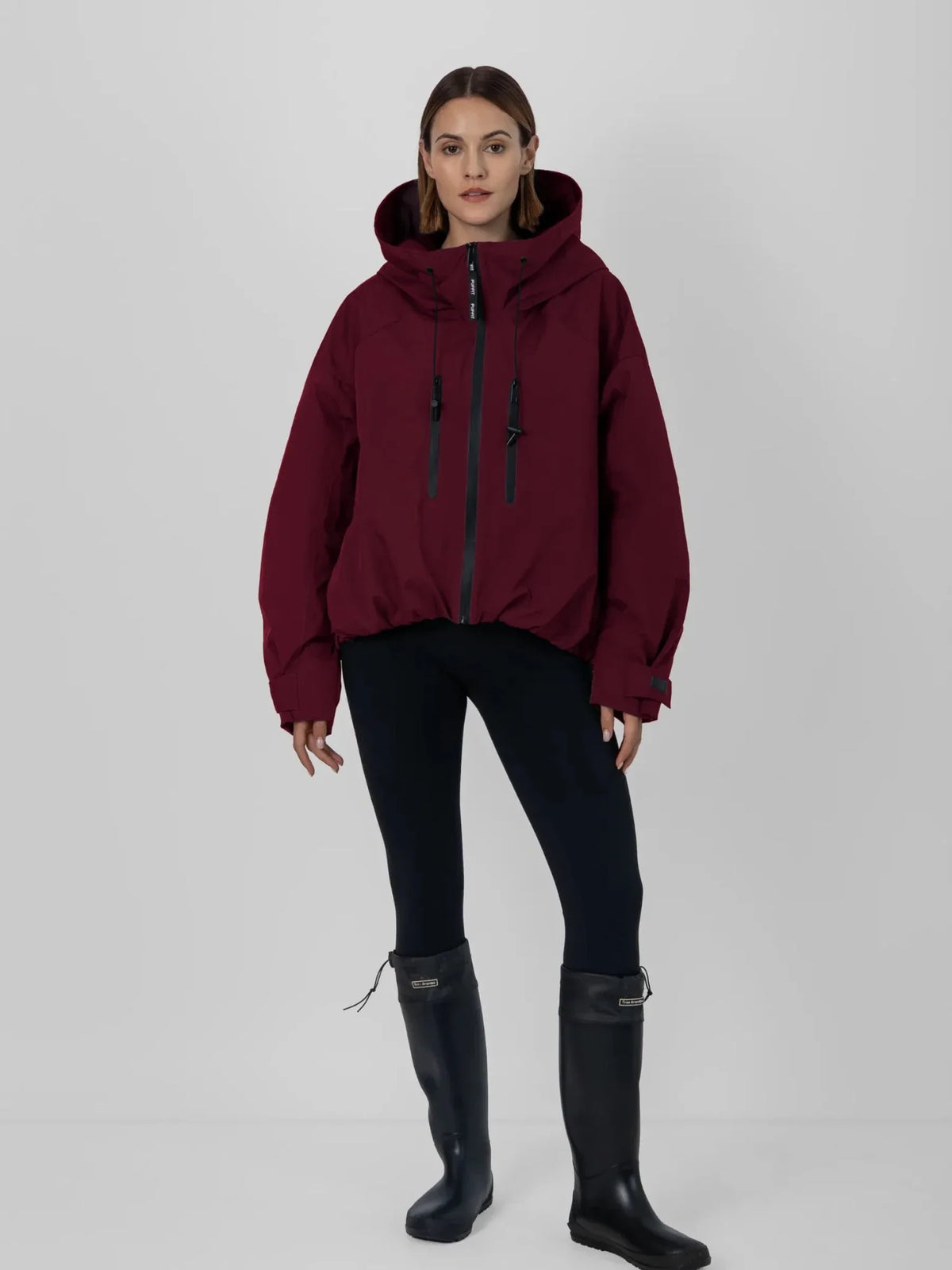 One Size Short Oversized Rain Jacket Burgundy