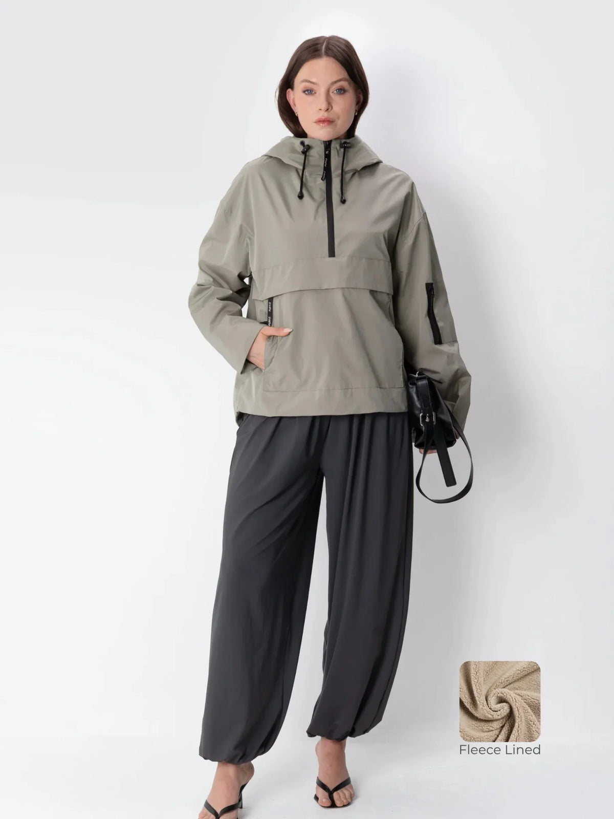 Classic Relaxed Fit Rain Hoodie Dark Taupe