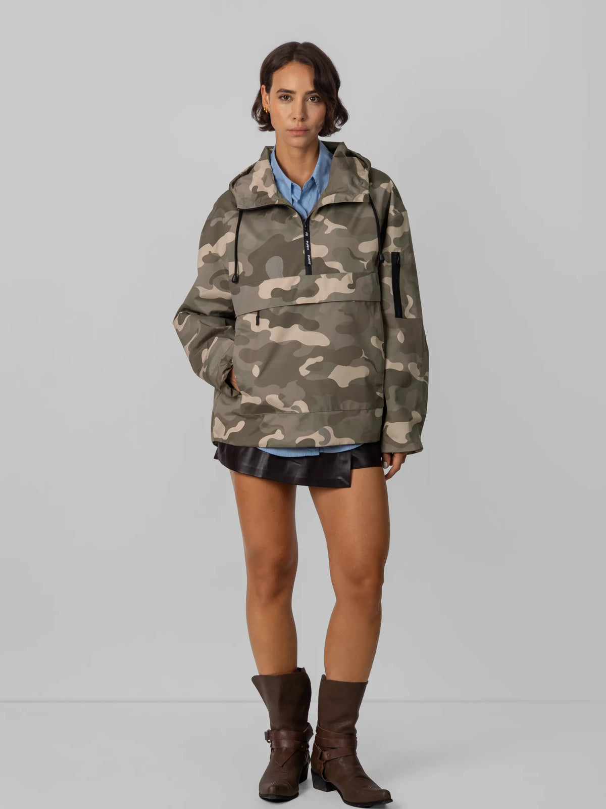 Classic Relaxed Fit Rain Hoodie Taupe Camo