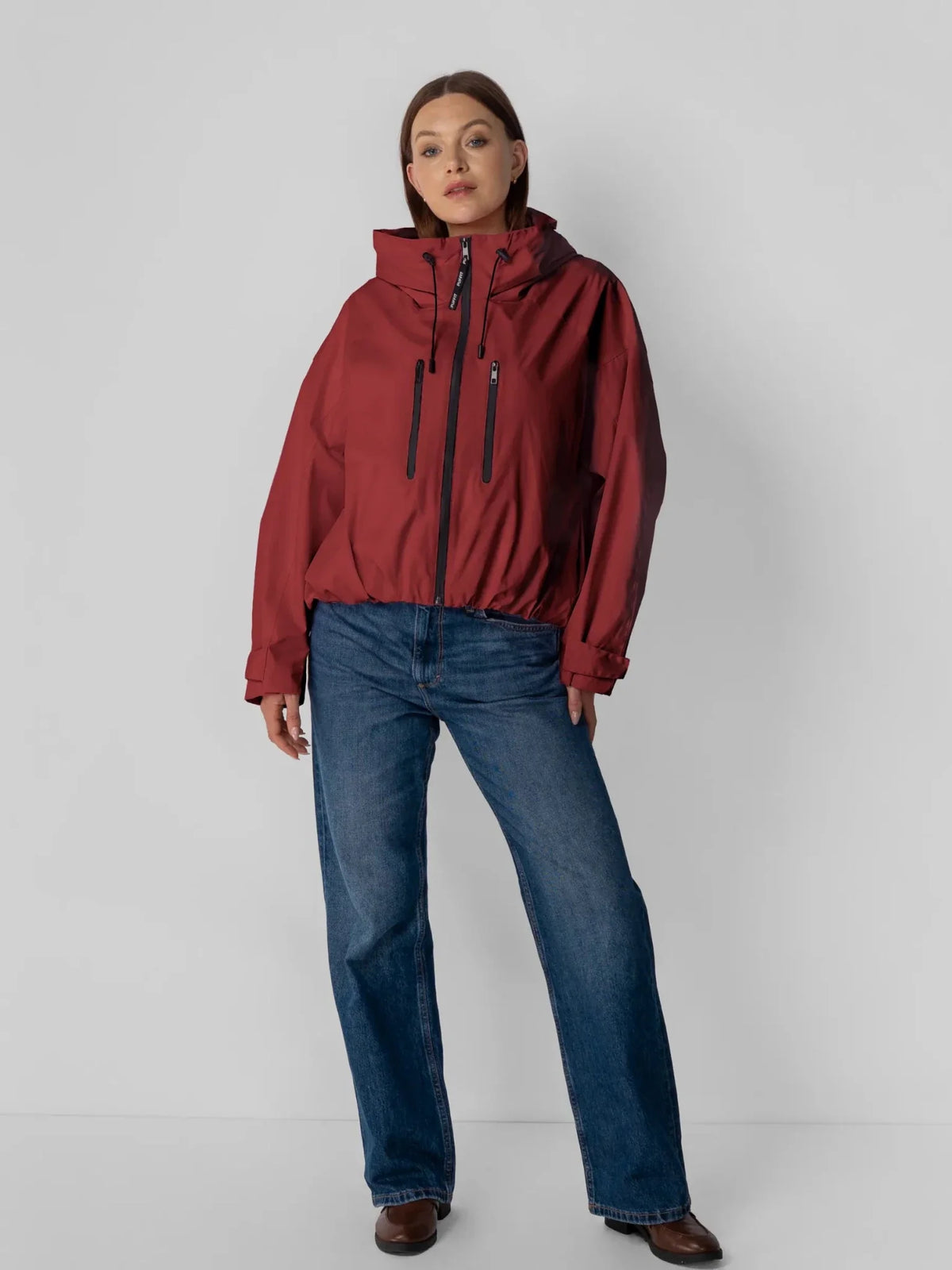 One Size Short Oversized Rain Jacket Dark Ruby