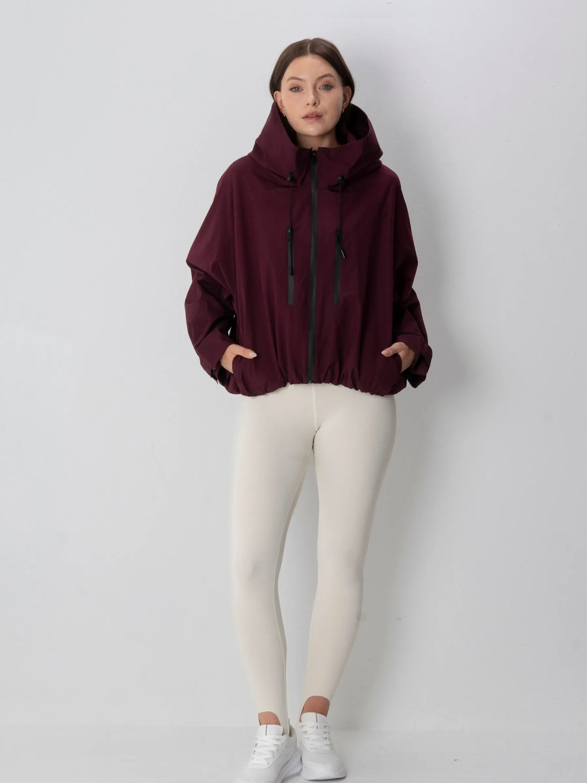 One Size Short Oversized Rain Jacket Burgundy