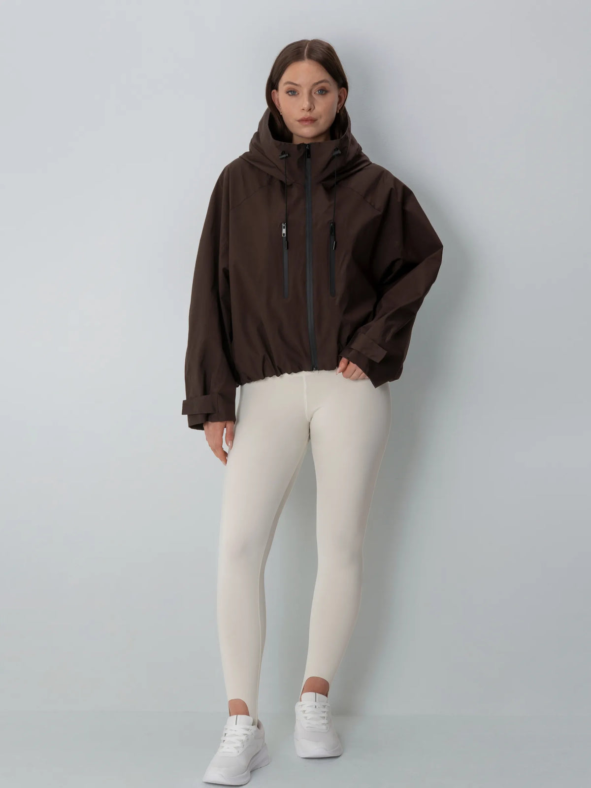 One Size Short Oversized Rain Jacket Mocha Brown