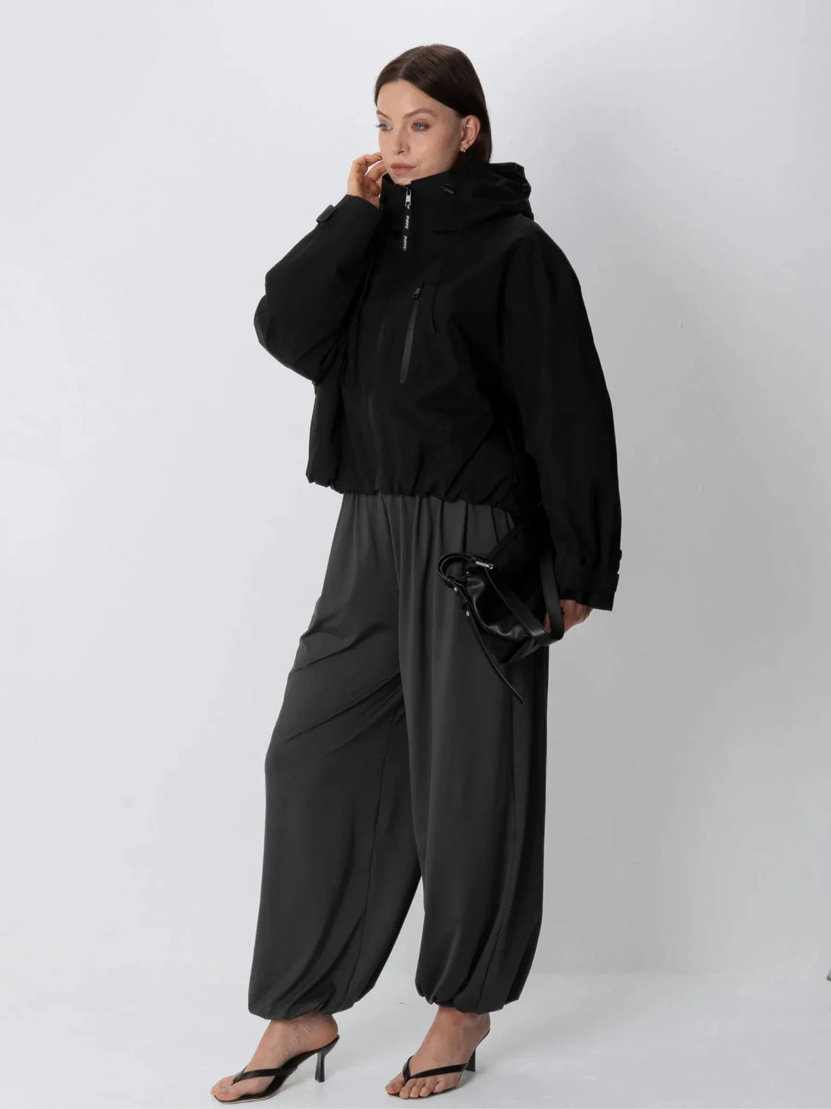 One Size Short Oversized Rain Jacket Black