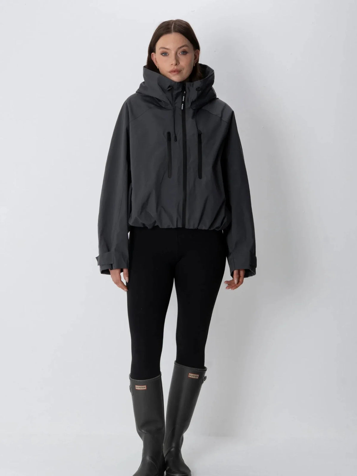 One Size Short Oversized Rain Jacket Elegant Charcoal