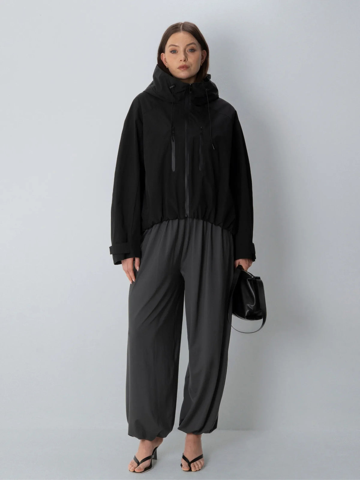 One Size Short Oversized Rain Jacket Black