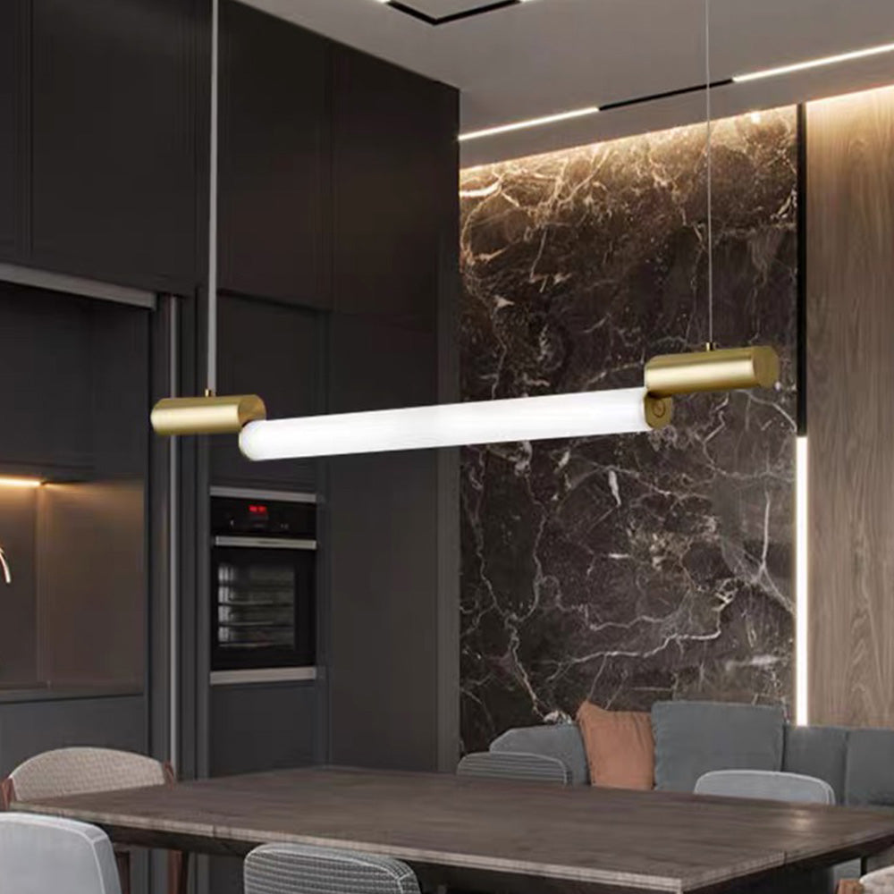 Edge Moderne Lineaire  LED Hanglamp Wit Goud Metaal Acryl Eetkamer