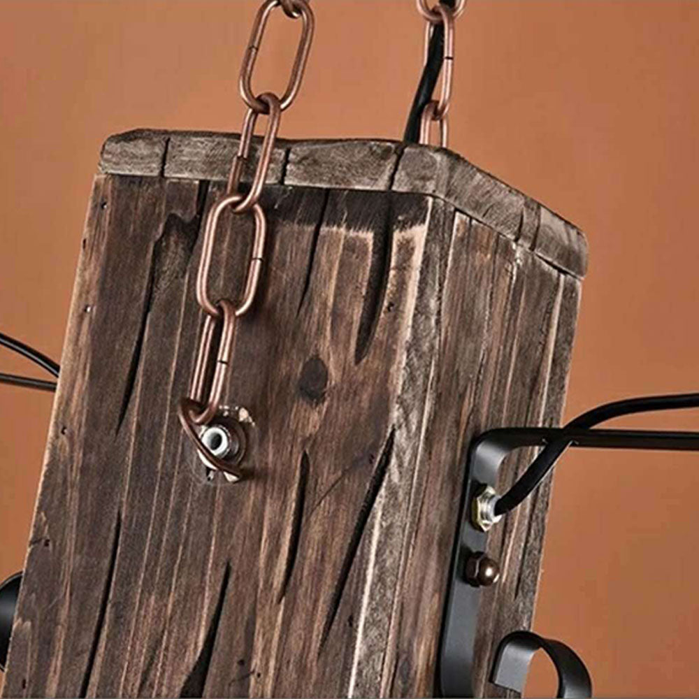 Austin Vintage Rechthoekige Hanglamp,  Metal/Houten Eetk/Woonkamer