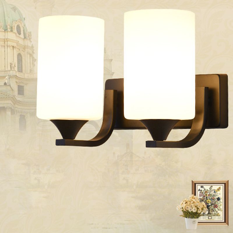 Eryn Moderne Cilinder LED Wandlamp Metaal/Glas Zwart/Chroom Slaap/Woon/Badkamer