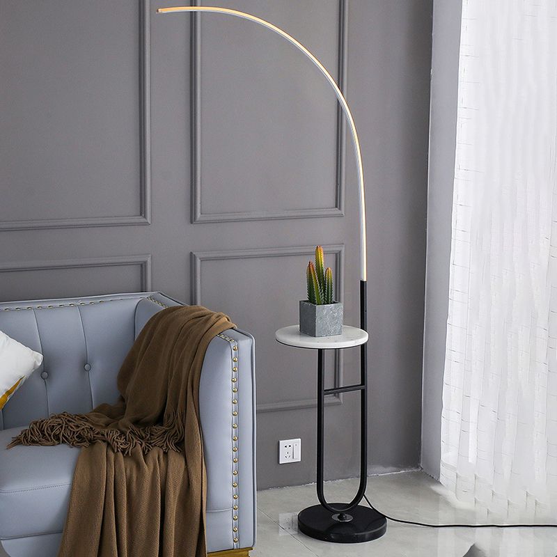 Edge Modern Nachtkastje Vloerlamp  Zwart Marmer/Acryl