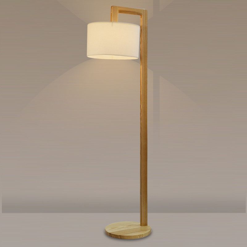 Ozawa Moderne Design Vloerlamp Haakse Arm Beige Hout/Stof  Slaapkamer/Woonkamer