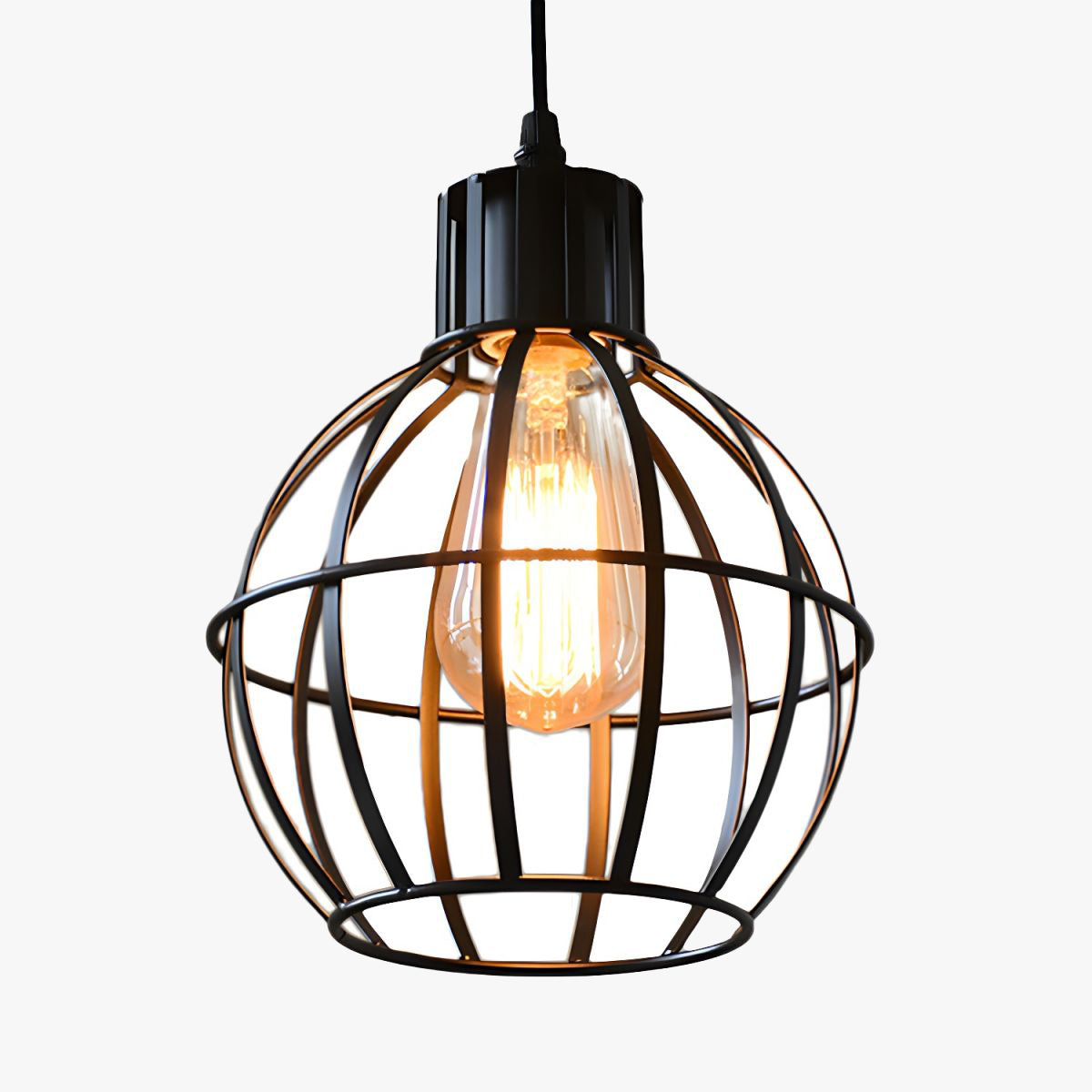 Alessio Industriële Lampenkooi Metalen Hanglamp  Woonk/Eetk/Slaapkamer Zwart