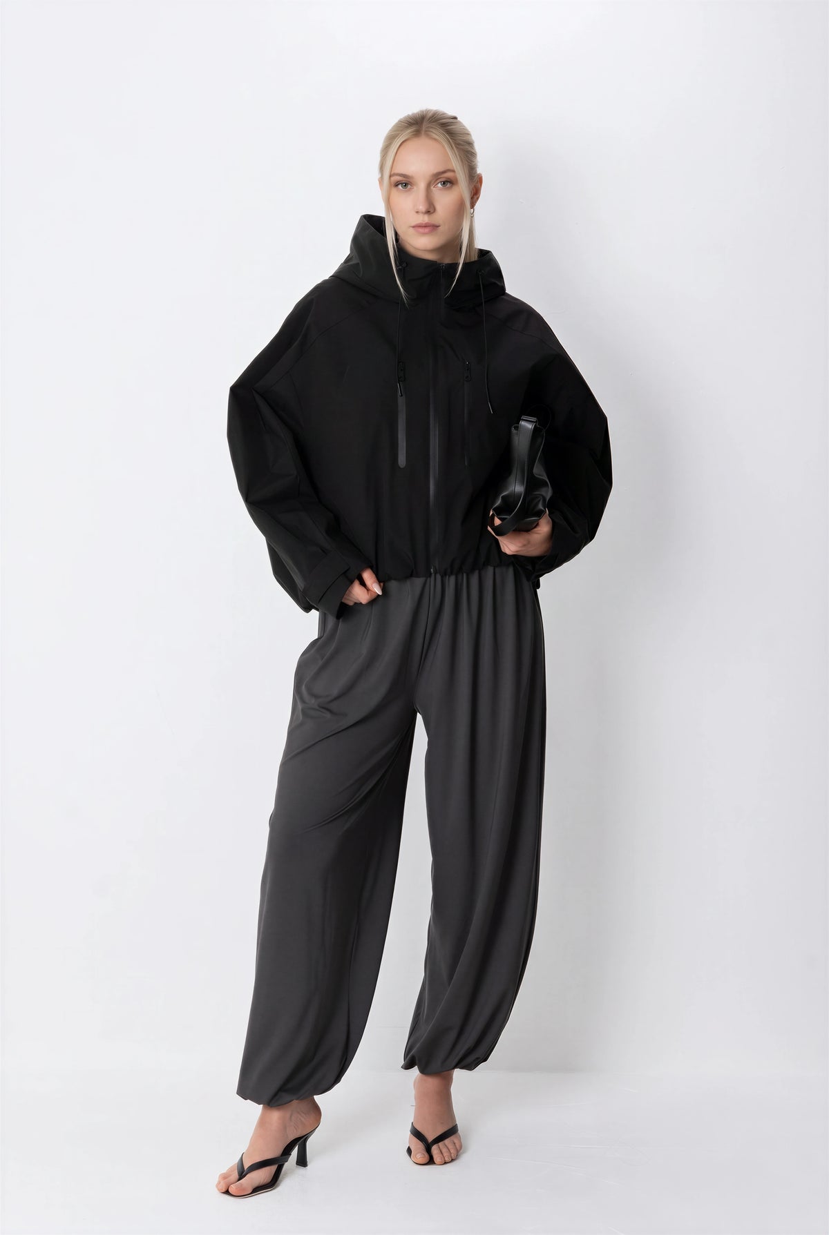 One Size Short Oversized Rain Jacket Black