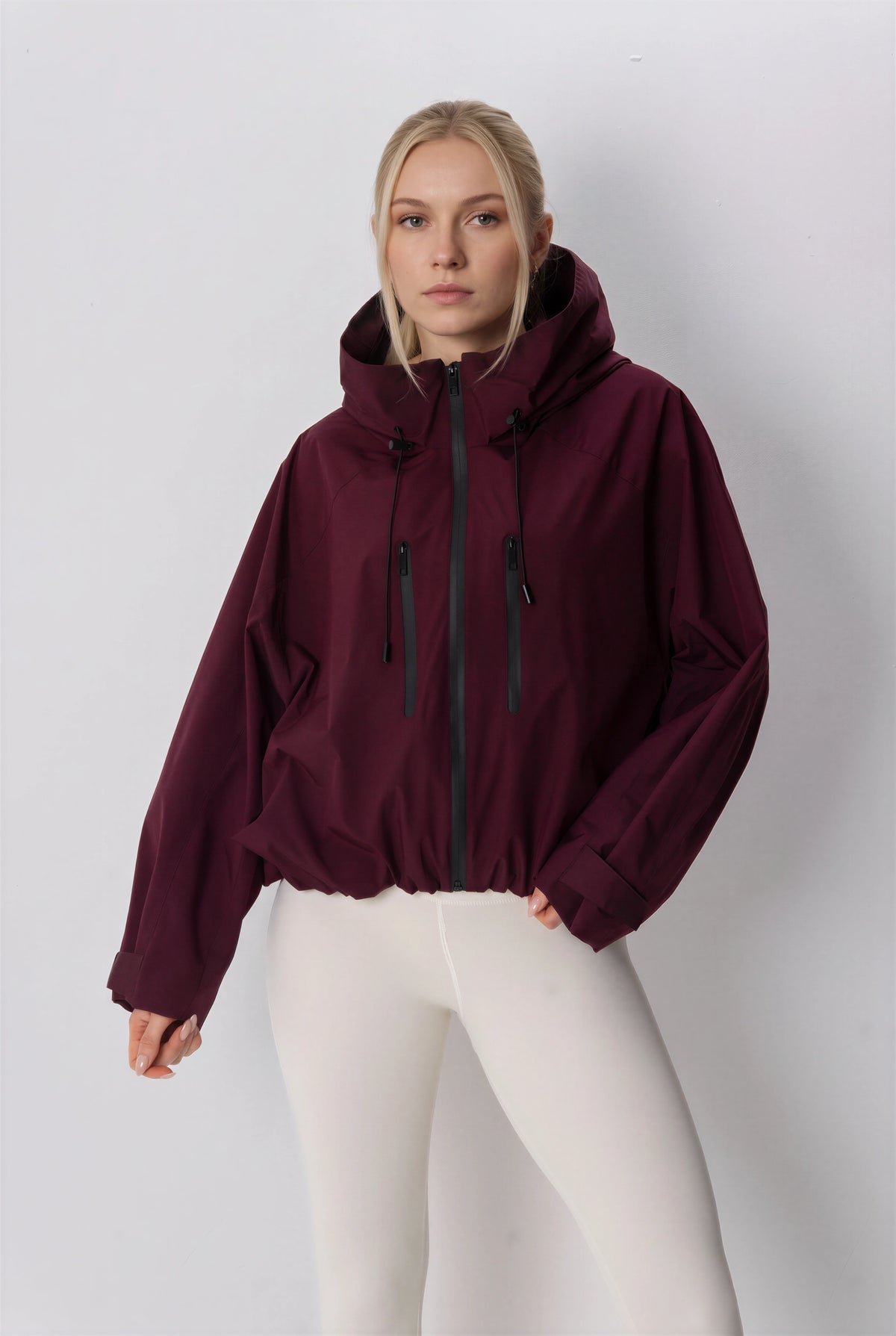 One Size Short Oversized Rain Jacket Burgundy