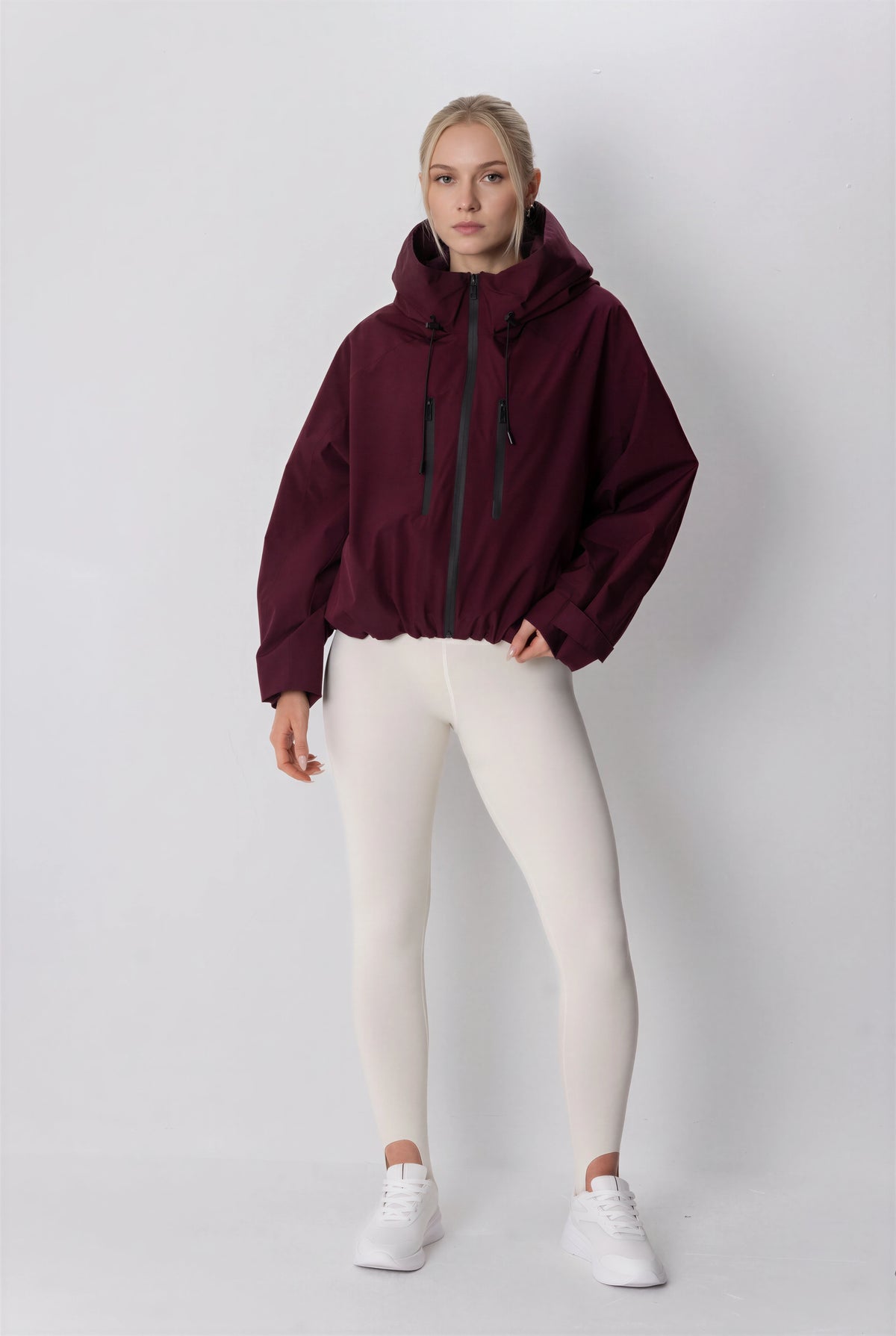 One Size Short Oversized Rain Jacket Burgundy