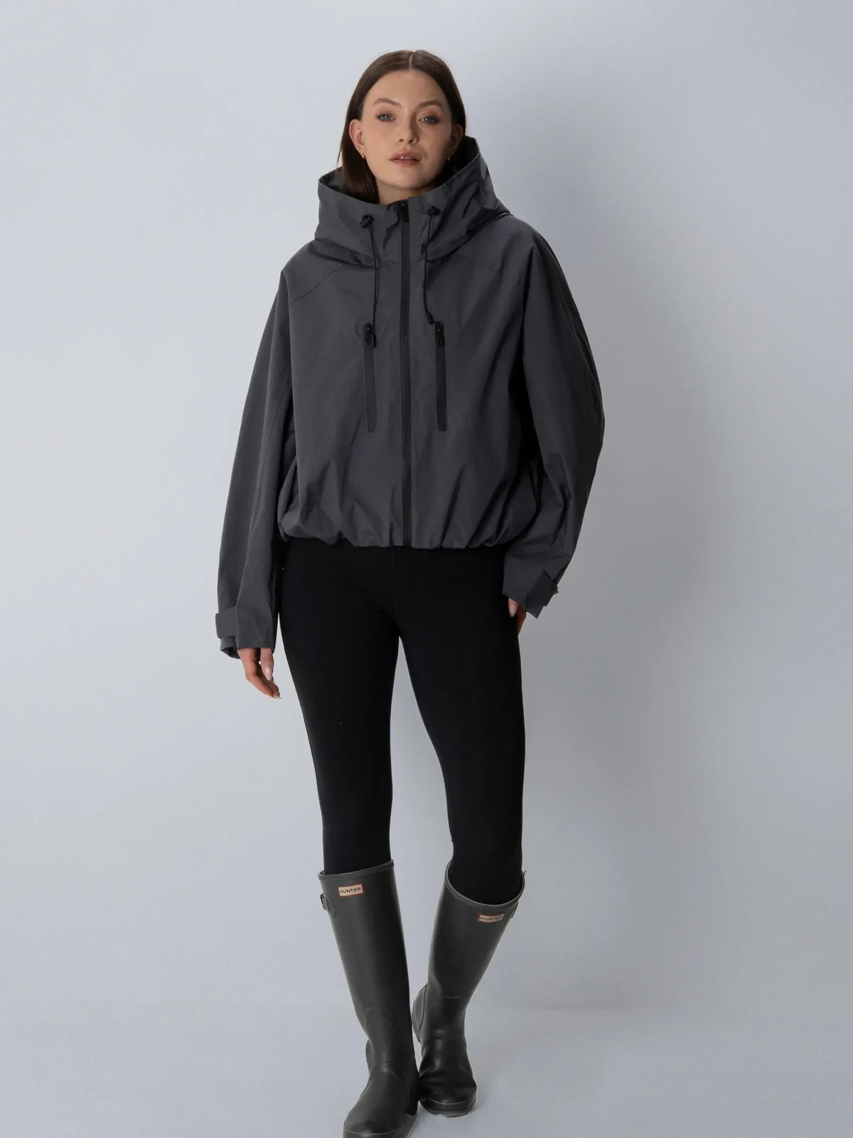 One Size Short Oversized Rain Jacket Elegant Charcoal