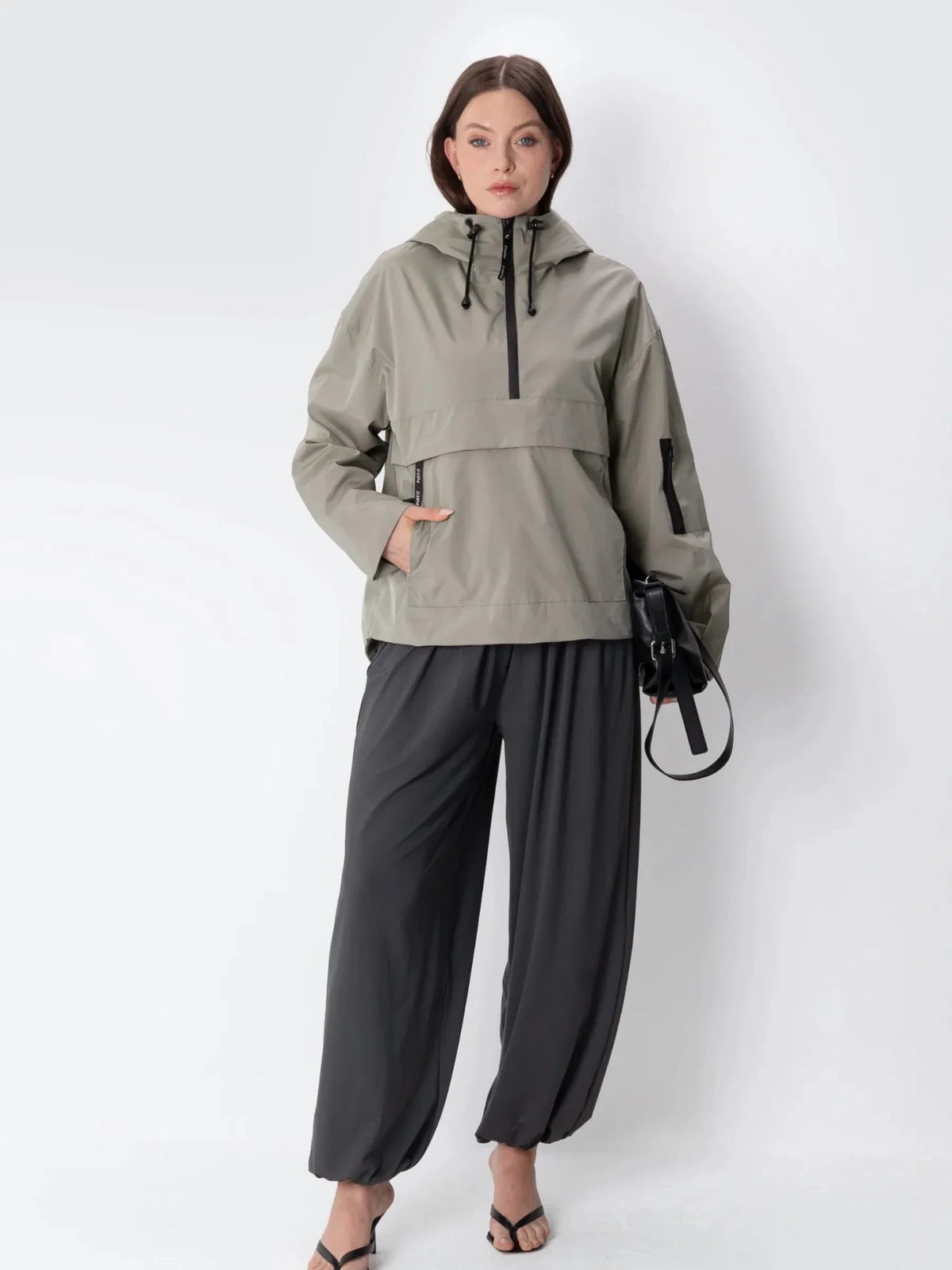 Classic Relaxed Fit Rain Hoodie Dark Taupe