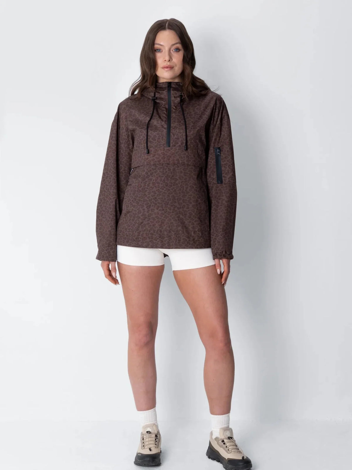 Classic Relaxed Fit Rain Hoodie Mocha Leopard