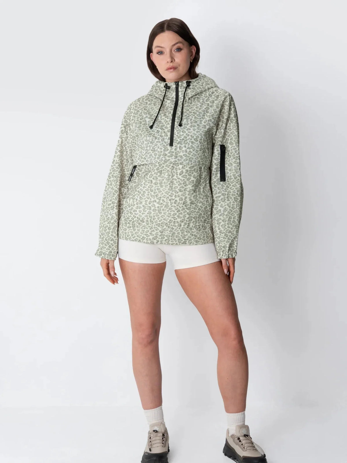 Classic Relaxed Fit Rain Hoodie Olive Leopard