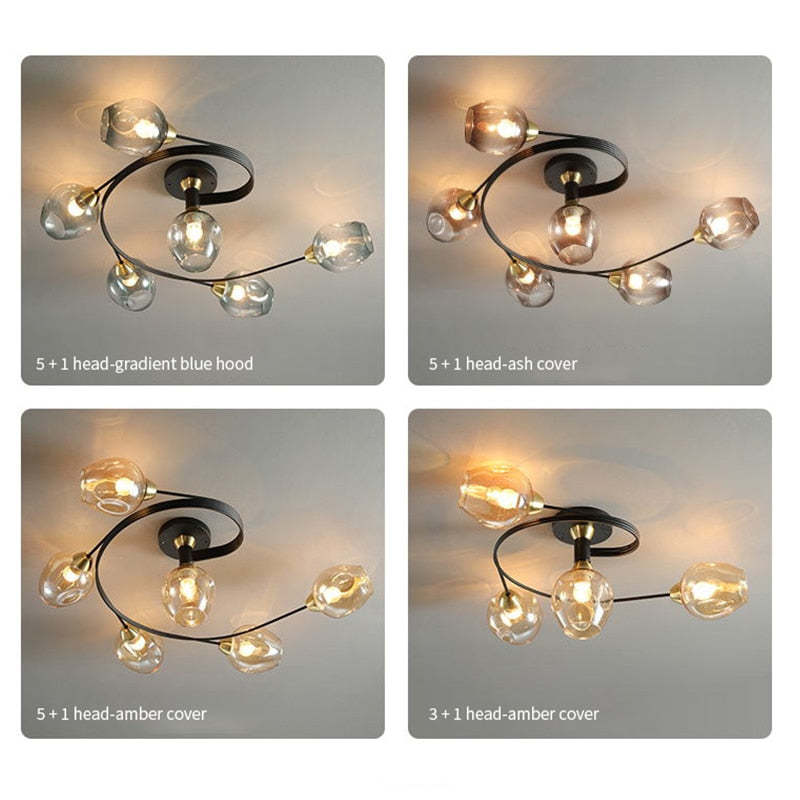 Valentina Moderne Mooi LED  Plafondlampen Stijlvol Zwart Metaal/Glas Slaapkamer