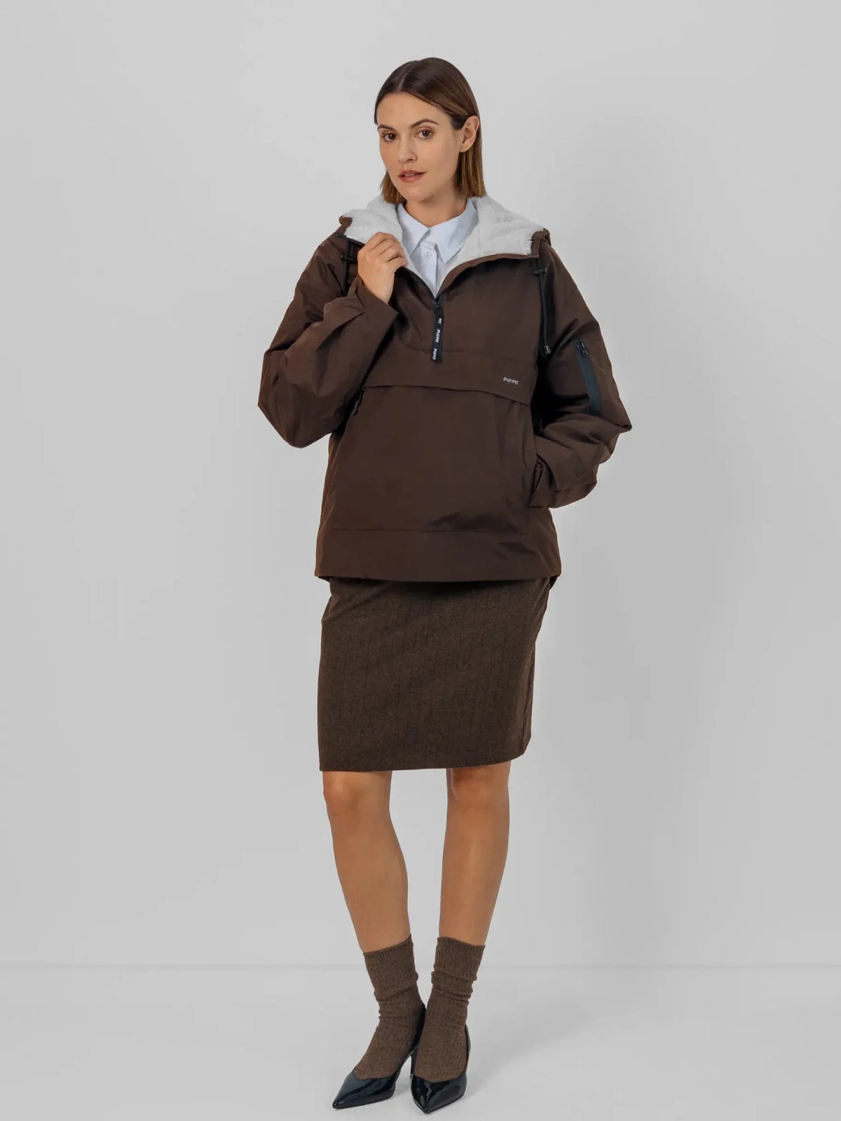 Classic Relaxed Fit Rain Hoodie Mocha Brown
